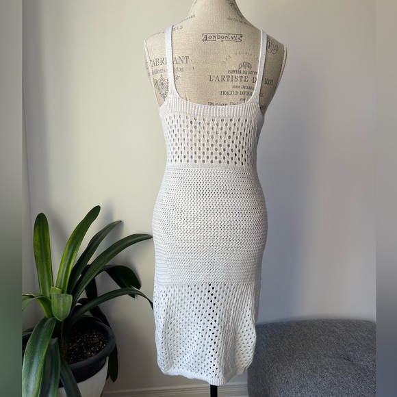 White cami cover up midi dress with slit front - Picture 3 of 6